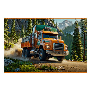 Orangefarbener Schotter im Gebirge Poster