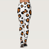 Orangefarbener Schwarz-weißer Leopard Leggings (Rückseite)