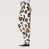 Orangefarbener Schwarz-weißer Leopard Leggings (Links)