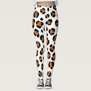 Orangefarbener Schwarz-weißer Leopard Leggings
