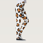 Orangefarbener Schwarz-weißer Leopard Leggings (Rechts)
