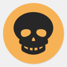 Orangefarbener Schwarzer Schädel Klassischer Runds