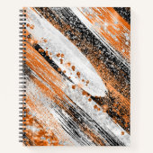 Orangefarbener, schwarzer und weißer Glitzer Pinse Notizblock (Vorderseite)