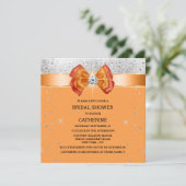 Orangefarbener silberner Glitzer mit elegantem, sc Einladung (Stehend Vorderseite)