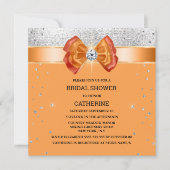 Orangefarbener silberner Glitzer mit elegantem, sc Einladung (Vorderseite)