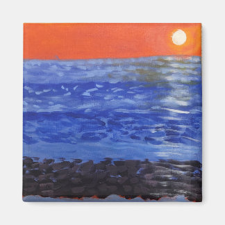 orangefarbener Sonnenuntergang auf dem Wassermagne Magnet