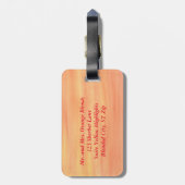 Orangefarbener Sonnenuntergang Blendet Monogramm-G Gepäckanhänger (Rückseite vertikal)