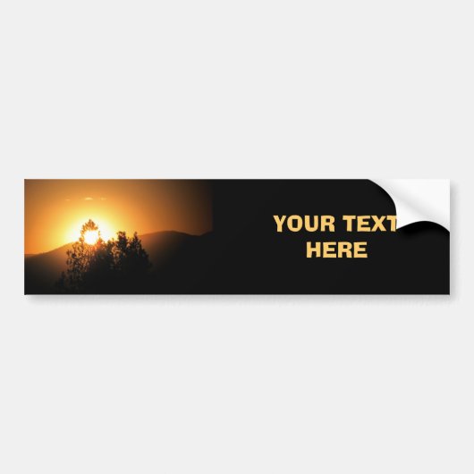 Orangefarbener Sonnenuntergang mit Bäumen, anpassb Autoaufkleber (Vorne)