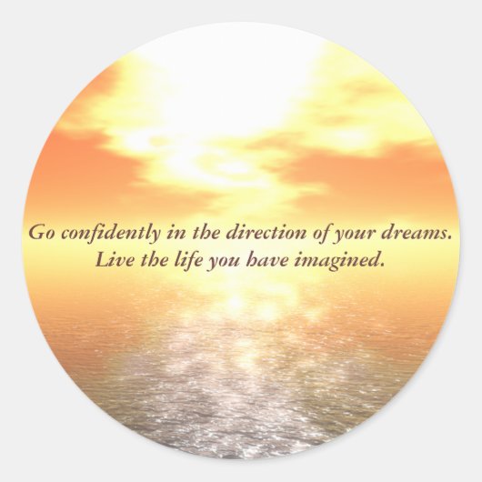 Orangefarbener Sonnenuntergang über dem Namen des  Runder Aufkleber (Vorderseite)