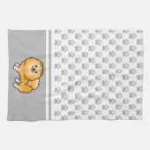 Orangefarbener Spitz mit grauem Muster Geschirrtuch (Horizontal)