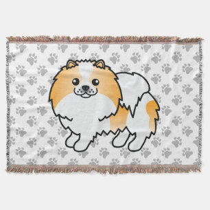Orangefarbener Spitz Niedliche Hunde und Paws Decke