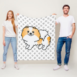 Orangefarbener Spitz Niedliche Hunde und Paws Fleecedecke