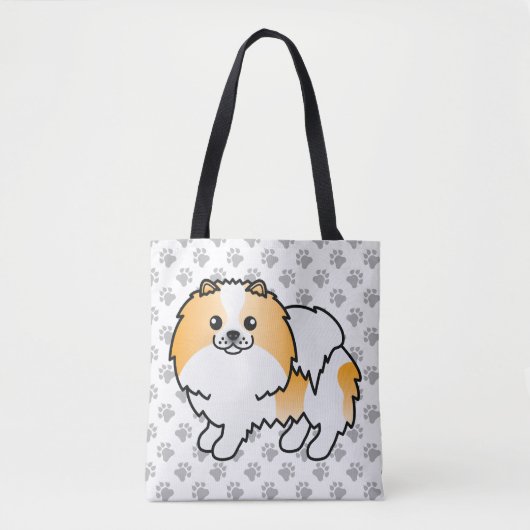 Orangefarbener Spitz Niedliche Hunde und Paws Tasche (Vorderseite)