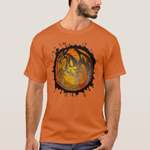 Orangefarbener Spritzer Dragon Herrenhemd T-Shirt