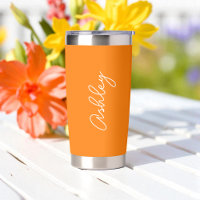Orangefarbener Text Eleganwasser Flasche