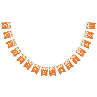 Orangefarbener Text Graduierungsparty FLAG Wimpelkette