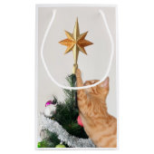 Orangefarbener Tisch und Weihnachtsstern Kleine Geschenktüte (Rückseite)