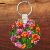 Orangefarbener Tulpengarten Schlüsselanhänger (Vorderseite)