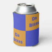 Orangefarbener und blauer "Da Beers" Getränkekühle Dosenkühler (Kanne Rückseite)