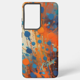 Orangefarbener und blauer Spritzer des Farbtelefon Samsung Galaxy Hülle