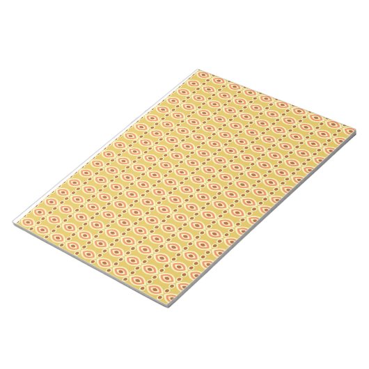 orangefarbener und gelber Hintergrund mit Kreisen Notizblock (angewinkelt)