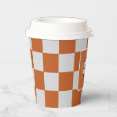 Orangefarbener und grauer Karton Pappbecher (Rechts)