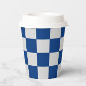 Orangefarbener und grauer Karton Pappbecher (Rückseite)