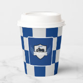 Orangefarbener und grauer Karton Pappbecher (Vorderseite)