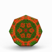 Orangefarbener und grüner Kaleidoskop Fotoblock (Vorderseite)