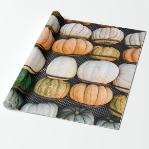 Orangefarbener und grüner Kürbisplatz Geschenkpapier
