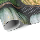 Orangefarbener und grüner Kürbisplatz Geschenkpapier (Rolleneckpunkt)