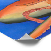 Orangefarbener und grüner Oktopus Poster (Ecke)
