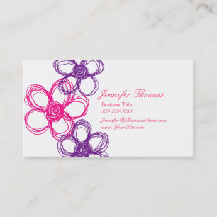 Orangefarbener und Hot-Pink-Wildblume-Hochzeitspla Visitenkarte