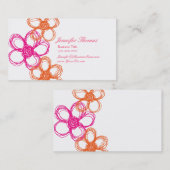 Orangefarbener und Hot-Pink-Wildblume-Hochzeitspla Visitenkarte (Vorne/Hinten)