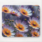 Orangefarbener und Lila Kosmos Abstrakt Mousepad (Vorne)