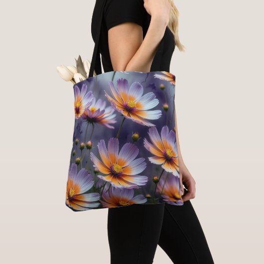 Orangefarbener und Lila Kosmos Abstrakt Tasche (Von Nahem)