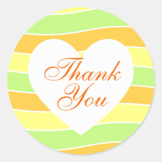 Orangefarbener und Limoner gelber Streifen Vielen  Runder Aufkleber