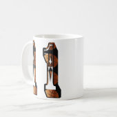 Orangefarbener und schwarzer Basketball Nummer 11, Kaffeetasse (Vorderseite Links)