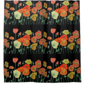 Orangefarbener und schwarzer Mohnduschhang Duschvorhang (Vorderseite)