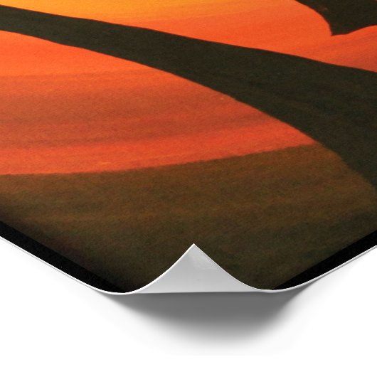 Orangefarbener und schwarzer Sonnenuntergang mit V Poster (Ecke)