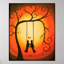 Orangefarbener und schwarzer Sonnenuntergang mit V