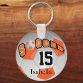 Orangefarbener und weißer Fußball Schlüsselanhänger (Vorderseite)