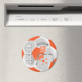 Orangefarbener und weißer Fußballball Magnet (In Situ (Geschirrspüler))