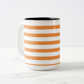 Orangefarbener und weißer Horizontalstreifen Zweifarbige Tasse (Vorderseite Links)