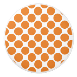 Orangefarbener und weißer Polka-Punkt-Keramik Keramikknauf
