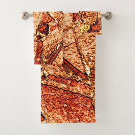 Orangefarbener Vulkangestein zeichnend Badhandtuch Set