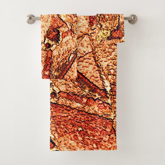 Orangefarbener Vulkangestein zeichnend Badhandtuch Set (Insitu)