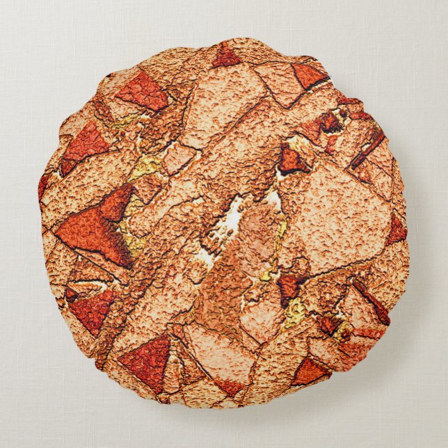 Orangefarbener Vulkangestein zeichnend Rundes Kissen (Rückseite)