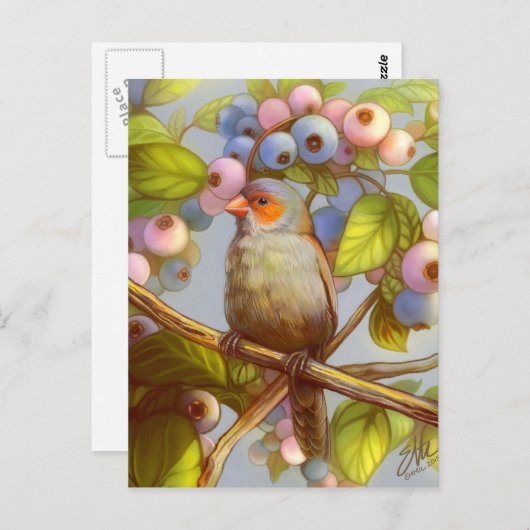 Orangefarbener Wachsfilet mit Heidelbeeren Postkarte (Vorne/Hinten)