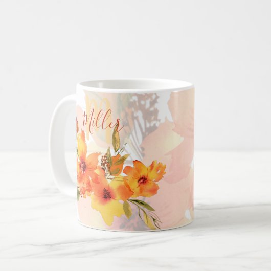 Orangefarbener Wasserfall personalisiert Kaffeetasse (Vorderseite Links)